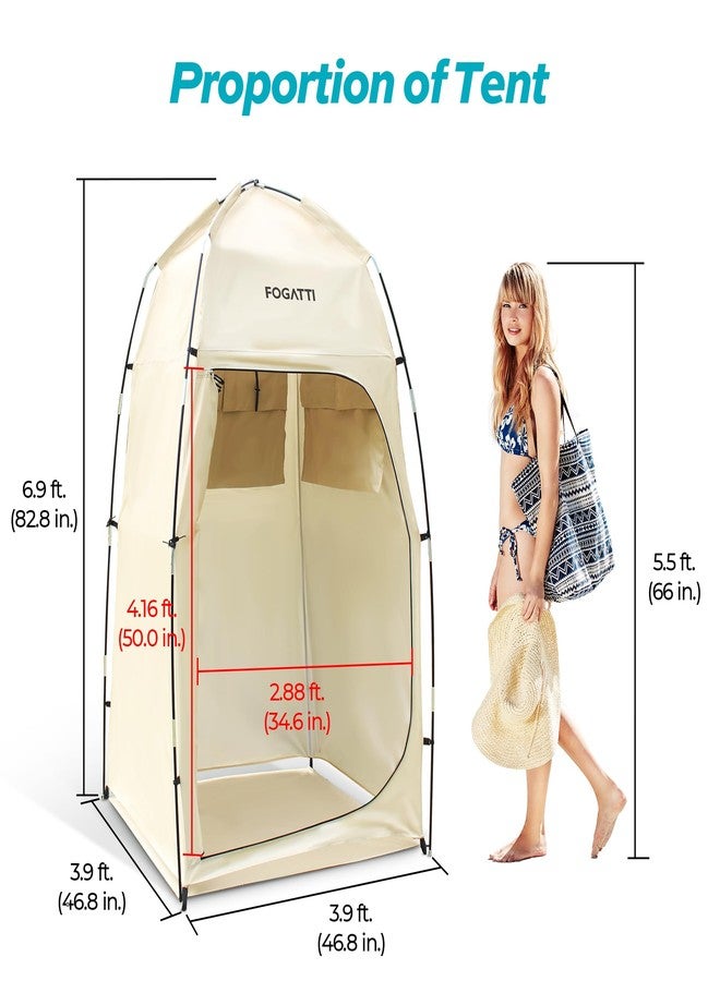 FOGATTI Portable Camping Shower Tent with Floor, 6.9 FT Extra Tall Shelter with 3 Internal Pockets and Carry Bag, Outdoor Privacy Tent for Shower Changing Dressing, Wind-Proof, Oversize, Easy Set Up - Image 4